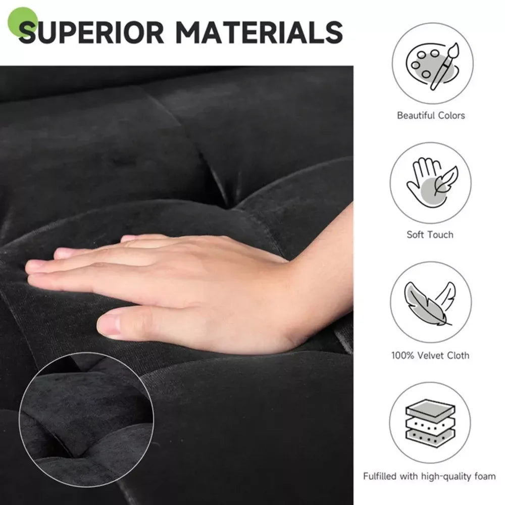 59 Inches Velvet Love Seat Sofa with Pillows - DSARD - DSARD