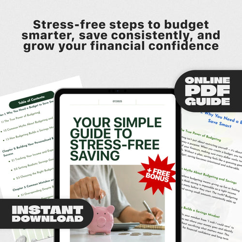 Your Simple Guide to Stress-Free Saving | Budgeting & Savings eBook | Digital Download for You Need a Budget Help