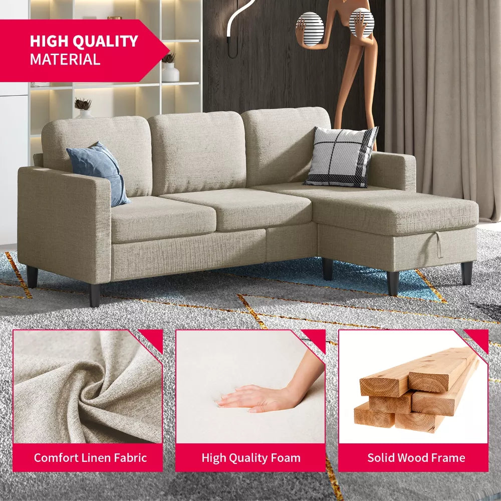 Modular L-Shaped Sectional Sofa with Storage Ottoman – Perfect for Small Spaces - DSARD