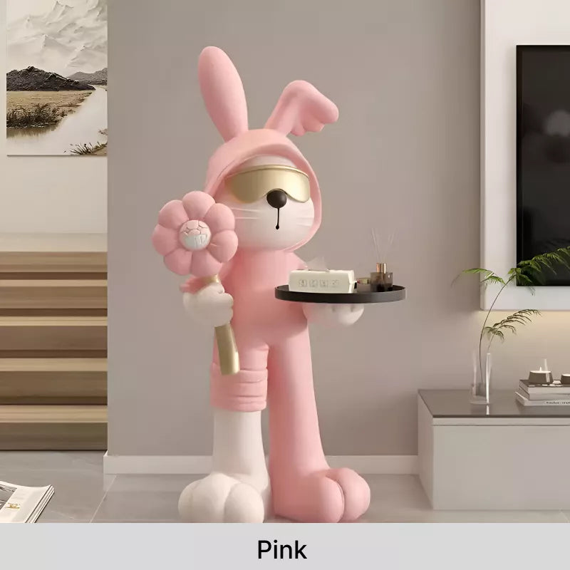 Nordic Rabbit Statue Table with Tray
