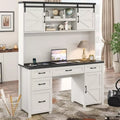 Farmhouse Executive Desk with Hutch and Charging Station - DSARD - DSARD