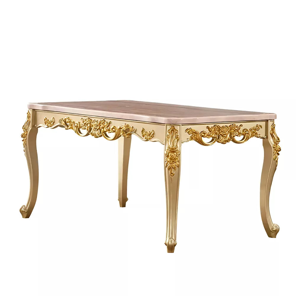 Luxury Gold European Solid Wood Dining Table - DSARD