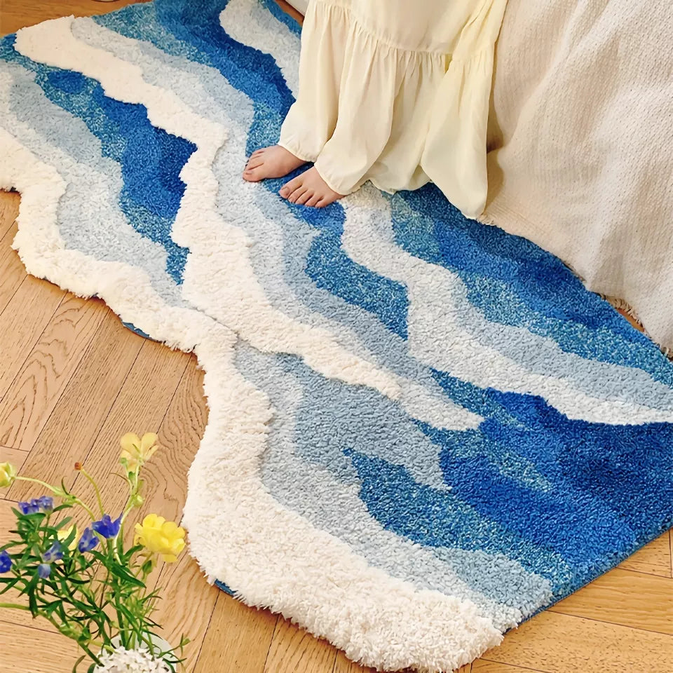 Fluffy Ocean Wave Rug for Bedroom and Living Room