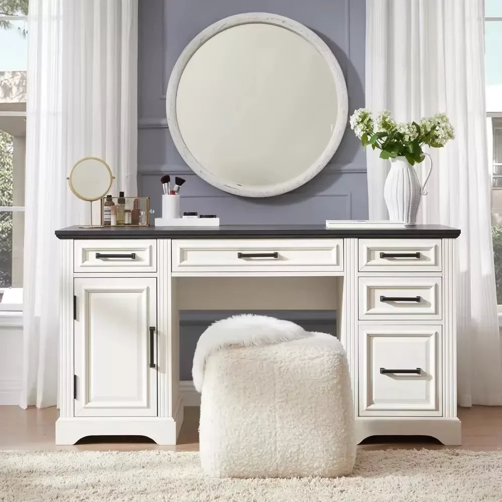 Farmhouse Executive Desk with Drawers and Cabinet - DSARD - DSARD
