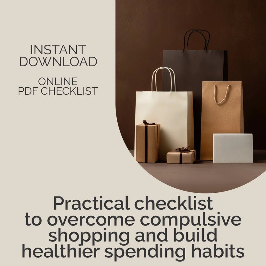 Oniomania Recovery Checklist 🛍️ | Printable Shopping Addiction Healing Guide | Budgeting & Mindfulness Support Tool for Overcoming Oniomania