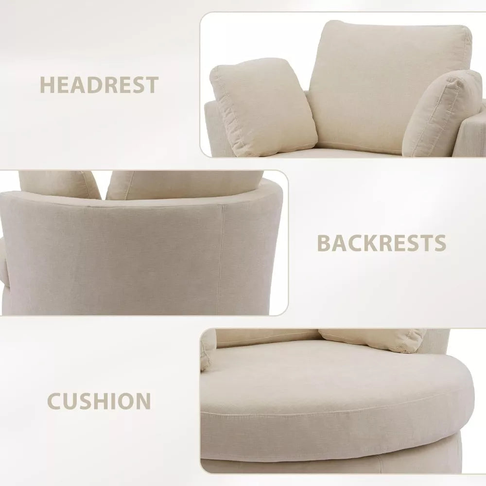 Oversized 360° Swivel Barrel Chair with Storage Ottoman – Modern Living Room Accent - DSARD