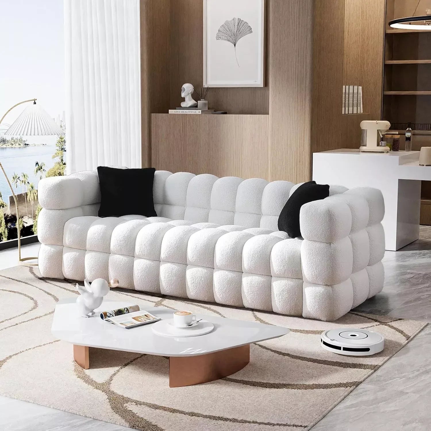 84″ Sherpa Boucle Deep Seat Sofa Couch - DSARD - DSARD