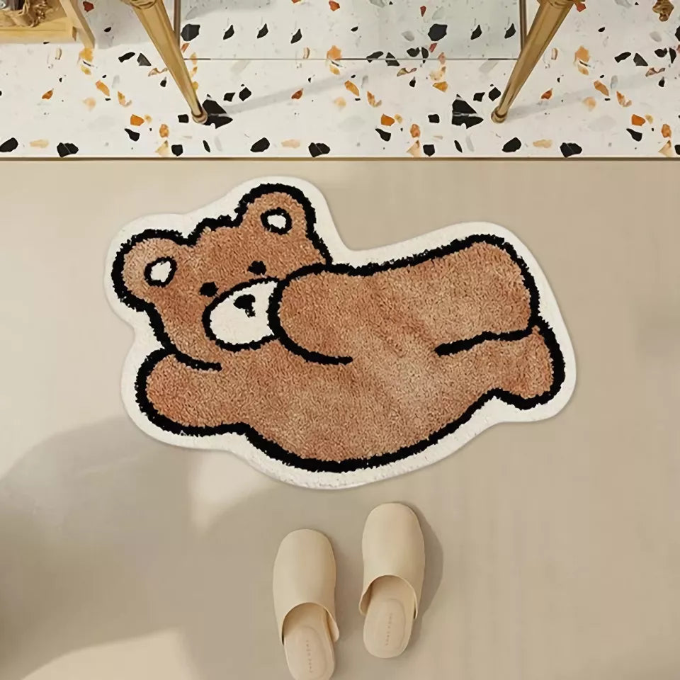 Kawaii Bear Rug – Soft Faux Cashmere Area Rug for Kids & Living Spaces