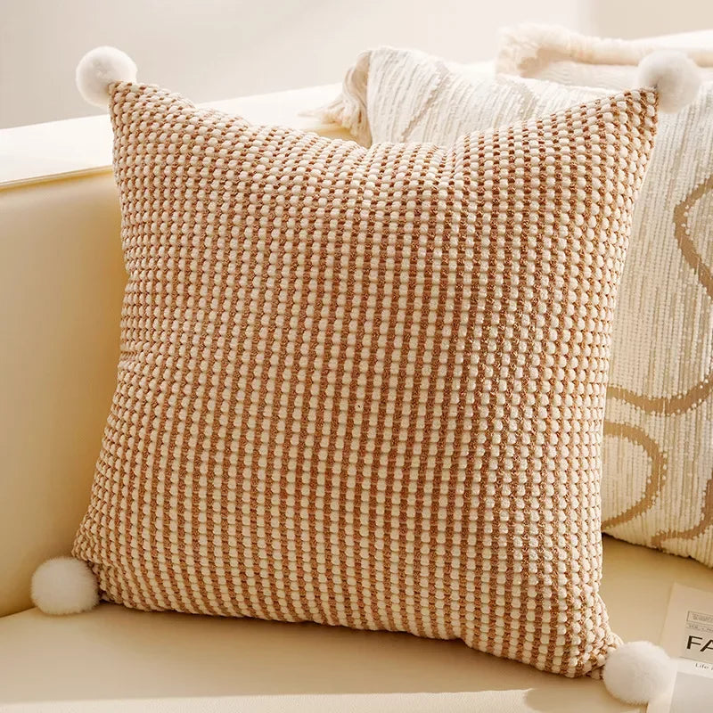 Cream Tassel Throw Pillow Cover 12×20/18×18 Inch – Boho Decorative Cushion - DSARD