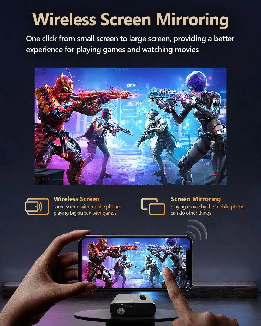 4K Android Smart TV Projector with Auto Focus, Karaoke & Daylight Brightness - DSARD