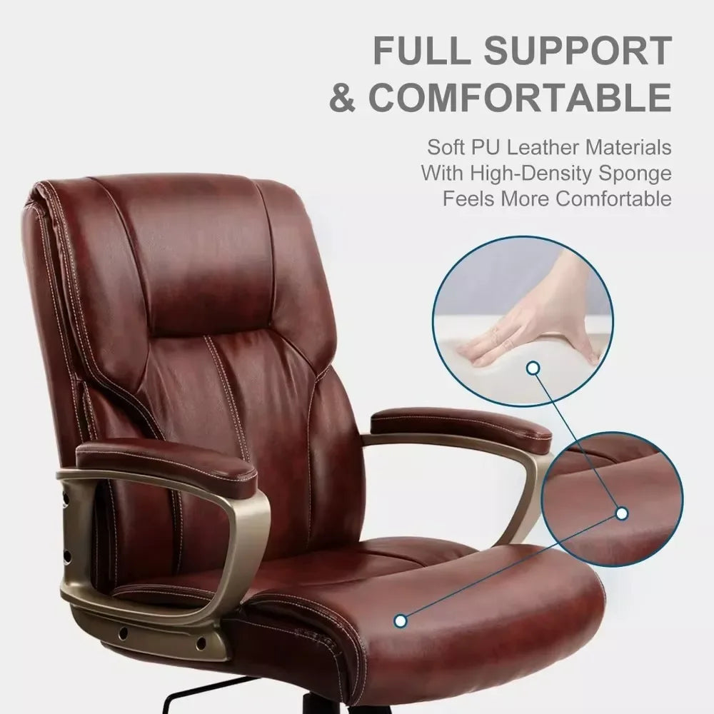 Brown High Back Executive Office Chair – PU Leather, Lumbar Support, Ergonomic - DSARD - DSARD