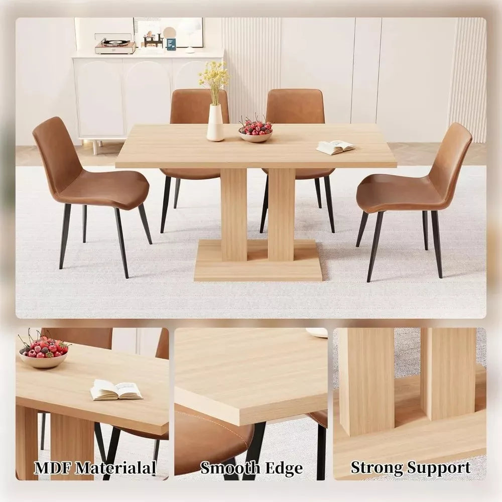 Modern 5-Piece Dining Table Set with PU Leather Chairs - DSARD