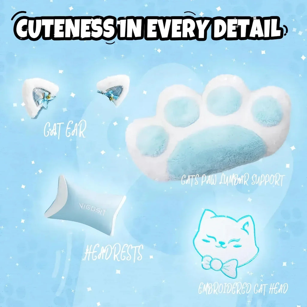 Cute Cat-Themed Ergonomic Gaming Chair - DSARD - DSARD