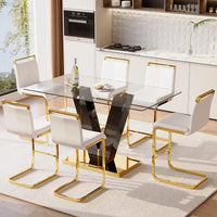 Gold Bar Stools Set of 4 with Back, 24″ White Island Chairs with Gold Legs - DSARD
