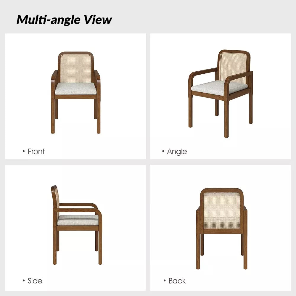 Set of 2 Rattan Dining Chairs with Removable Cushions - DSARD