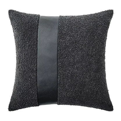 Faux Leather and Boucle Decorative Pillow Cover – Modern Textured Accent
