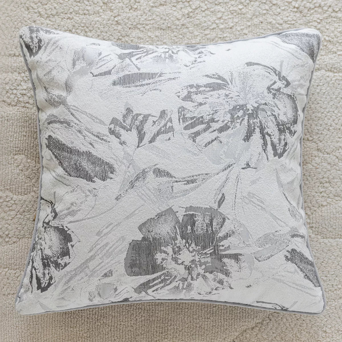 Modern Grey 18×18″ Throw Pillow Cover – Simple Stamped Decorative Cushion