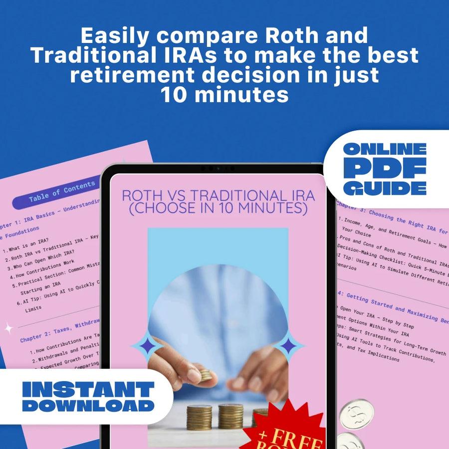 Roth vs Traditional IRA Guide: Choose the Best Option in Just 10 Minutes – Easy-to-Follow eBook