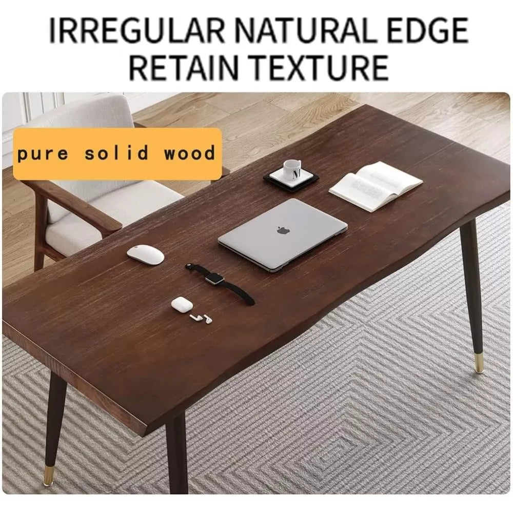 Modern 55″ Standing Desk with Black Metal Frame and Solid Wood Top - DSARD