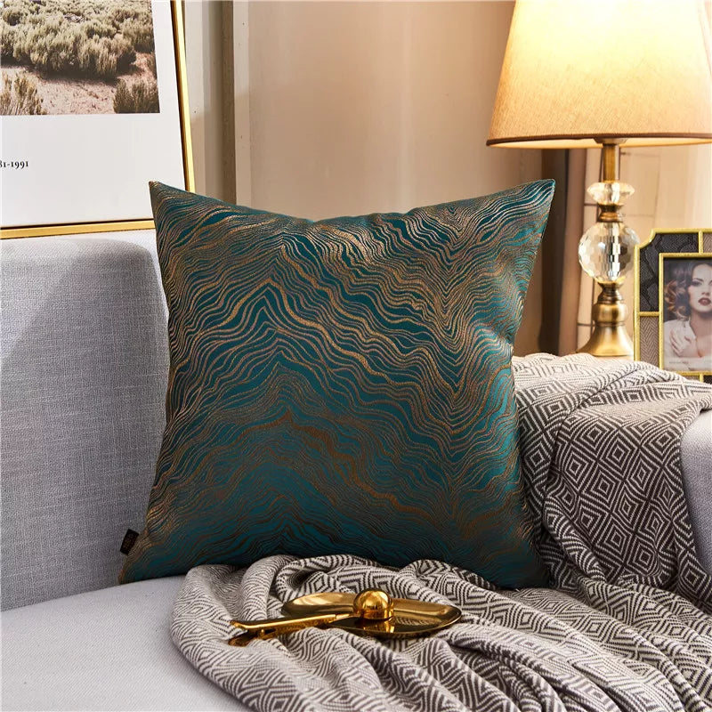 Luxury Gold Jacquard Throw Pillow Cover 18×18 – Elegant Textured Cushion Case
