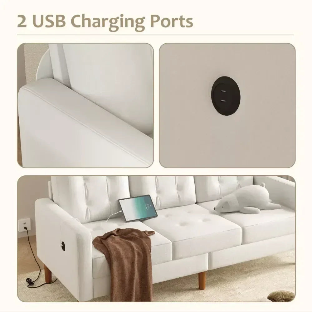 78″ Velvet Sofa with USB Ports - DSARD - DSARD