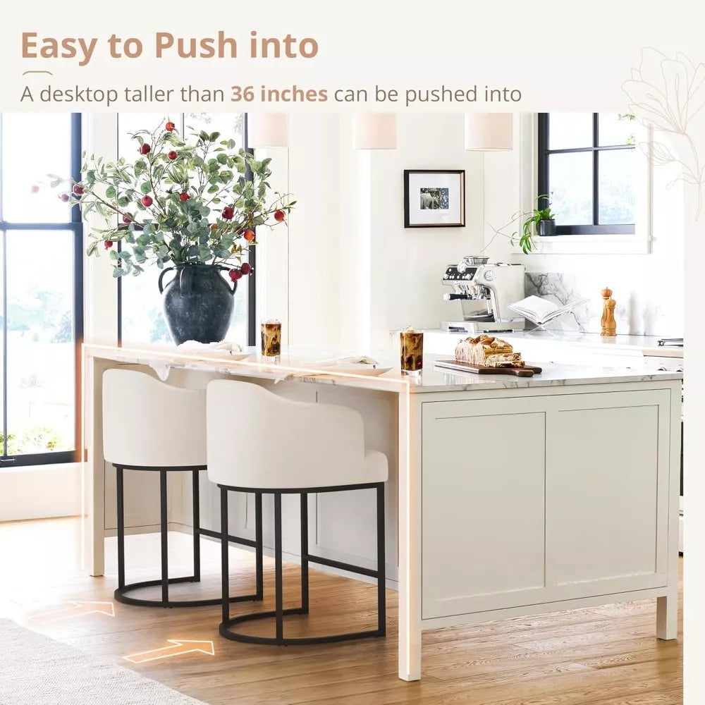 Modern 27″ Counter Height Bar Stools Set of 2 with Curved Backrest and Arms - DSARD