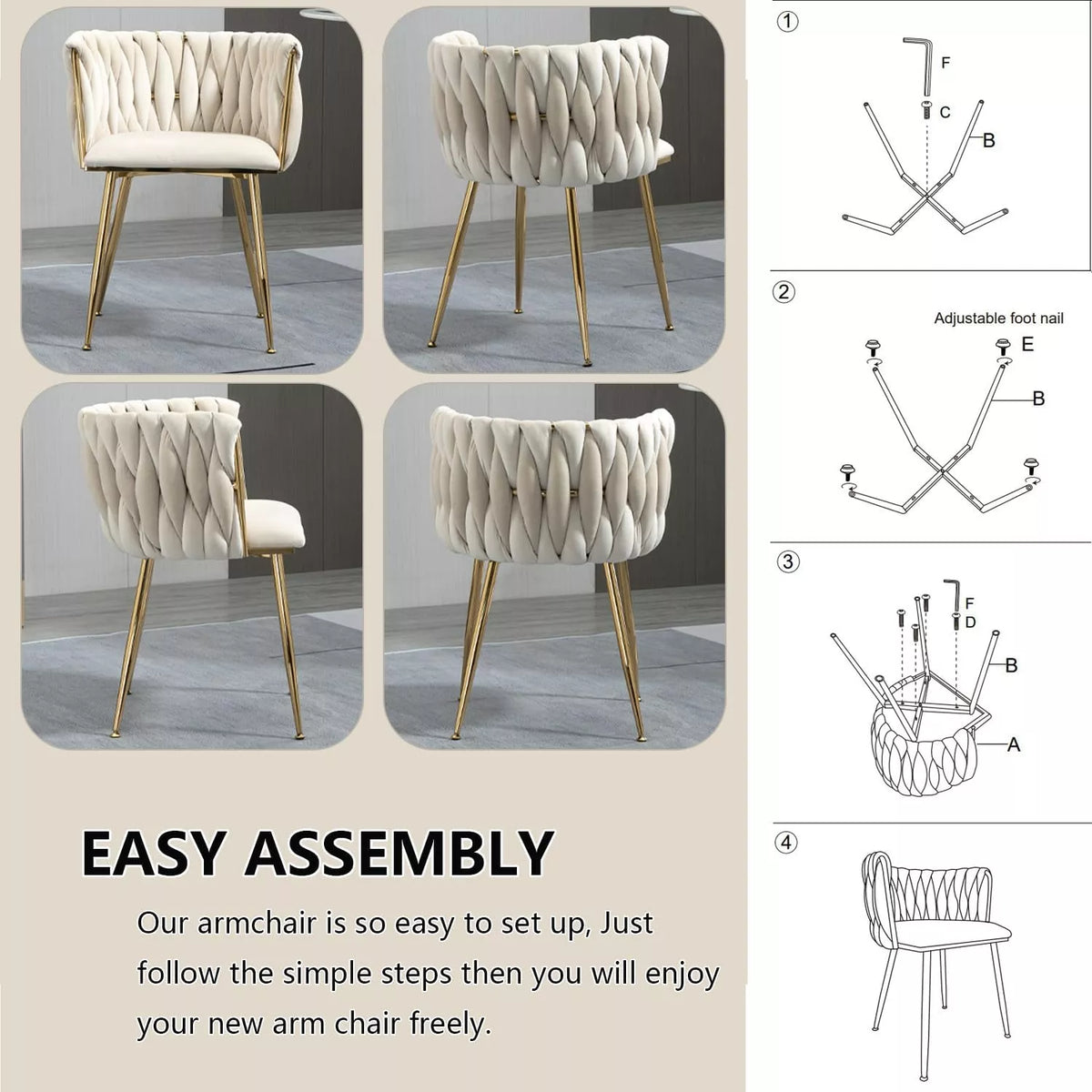 Modern Velvet Dining Chairs Set of 4 - DSARD