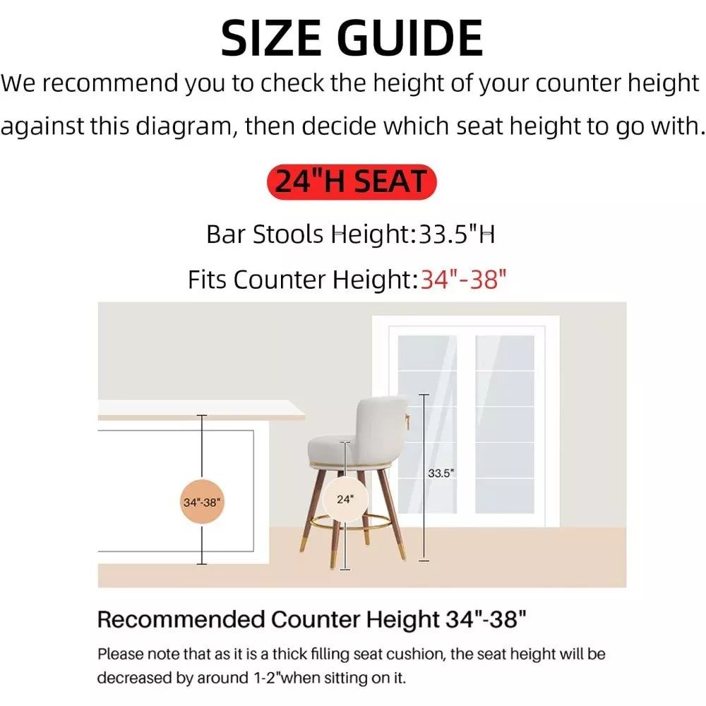 Leather Swivel Counter Height Bar Stools with Back and Footrest, Set of 4 - DSARD