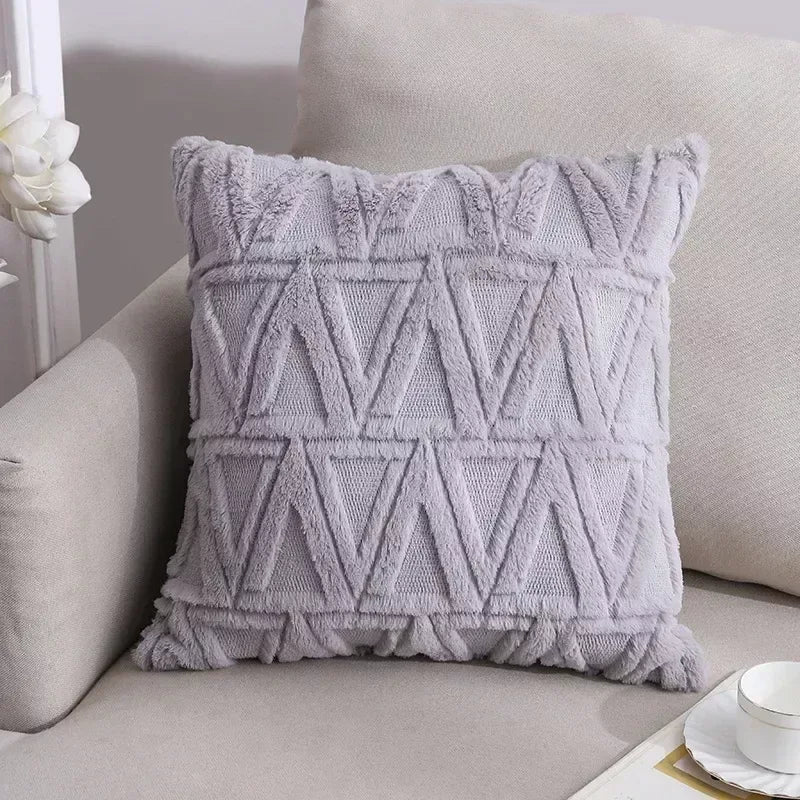 2-Piece Solid Color Plush Pillowcase Set with 3D Wave Pattern – 45x45cm