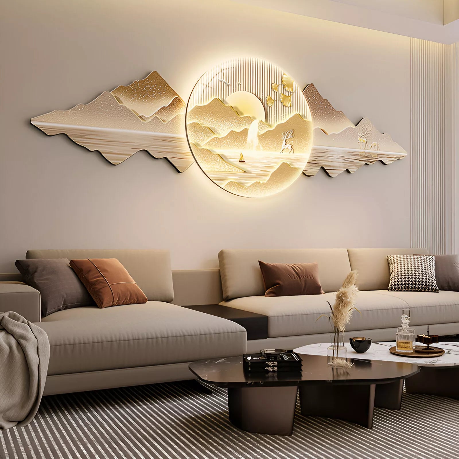 Nordic LED Wall Art – Modern Landscape Lighted Hanging Décor