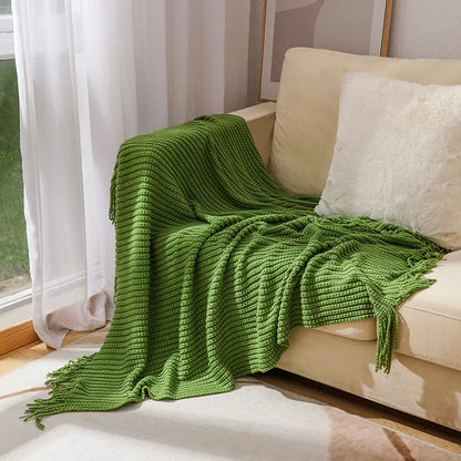Nordic Knitted Throw Blanket for Sofa, Bed & Travel Comfort