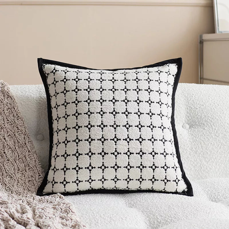 Plaid Knit Throw Pillow Cover – 18×18″ Modern Geometric Waist Cushion for Sofa & Bay Window