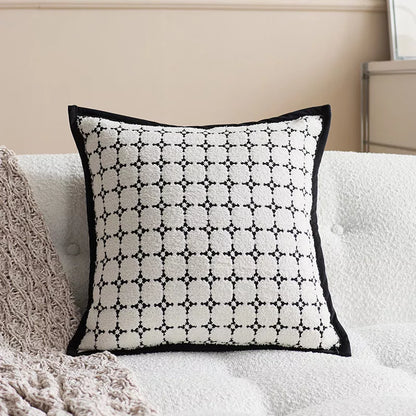 Plaid Knit Throw Pillow Cover – 18×18″ Modern Geometric Waist Cushion for Sofa & Bay Window