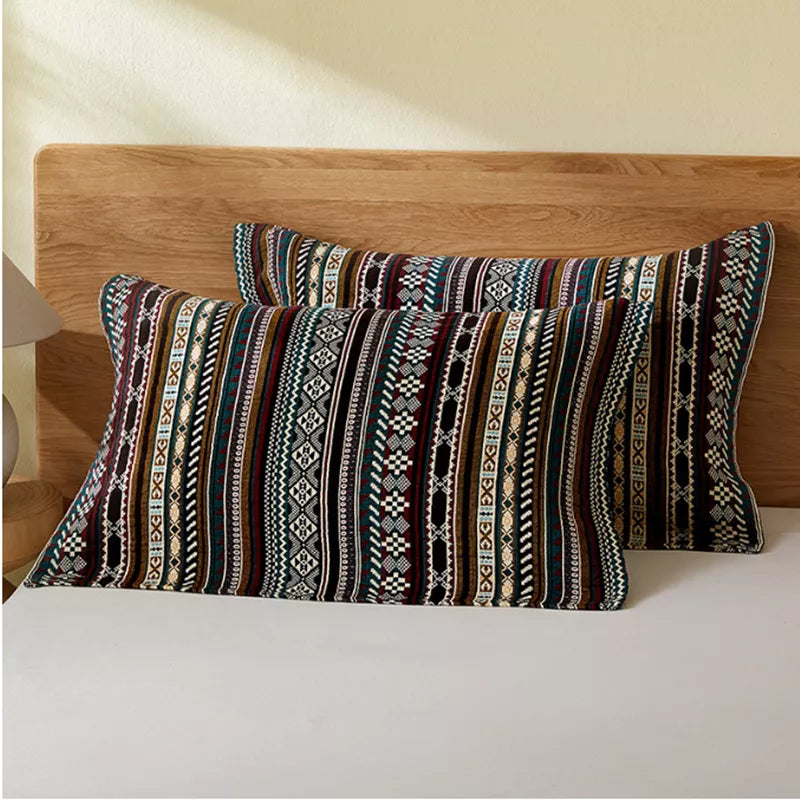 Soft Gauze Cotton Plaid Pillow Towels with Elastic Band, 2-Pack