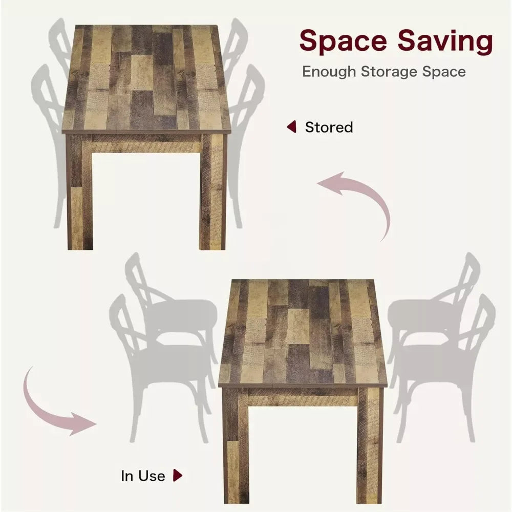 63″ Rustic Brown Farmhouse Dining Table for 4 to 6 – Wood Kitchen Table - DSARD - DSARD