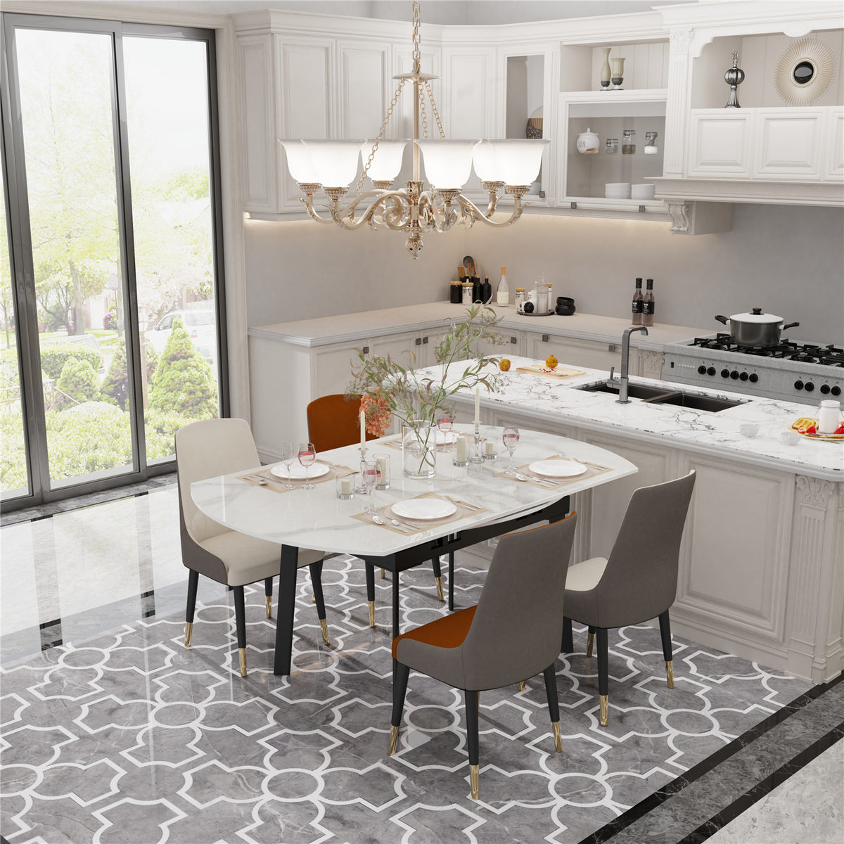 Round Extendable Dining Table Set - DSARD