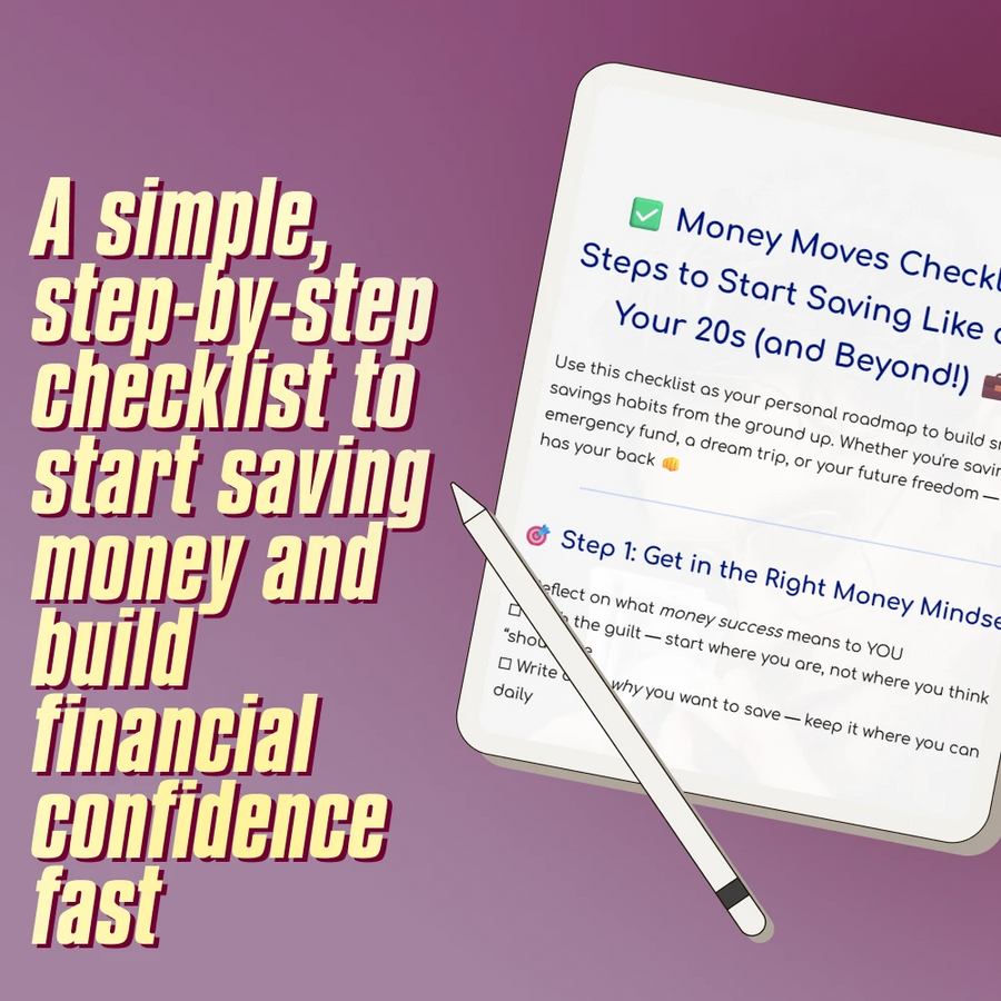 Money Moves Checklist: 21 Steps to Start Saving Like a Pro in Your 20s (and Beyond) | Budget Checklist, Digital Download, How to Start Saving Money Guide