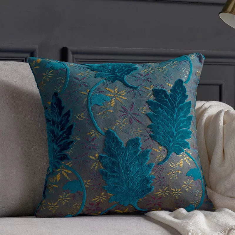 Luxury Embroidered Leaf Cushion Cover 18×18 Inch