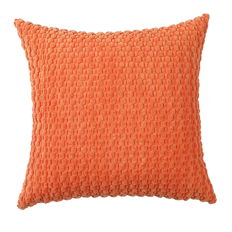 Modern Velvet Pillowcase with 3D Bubble Plush Wrap – Solid Color Cushion Cover