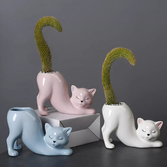 Creative Cat Tail Ceramic Succulent Planter