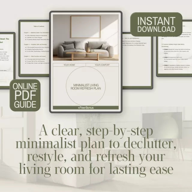 Minimalist Living Room Refresh Plan | Modern Home Décor Guide | Minimalist Living Room Makeover | Digital Download