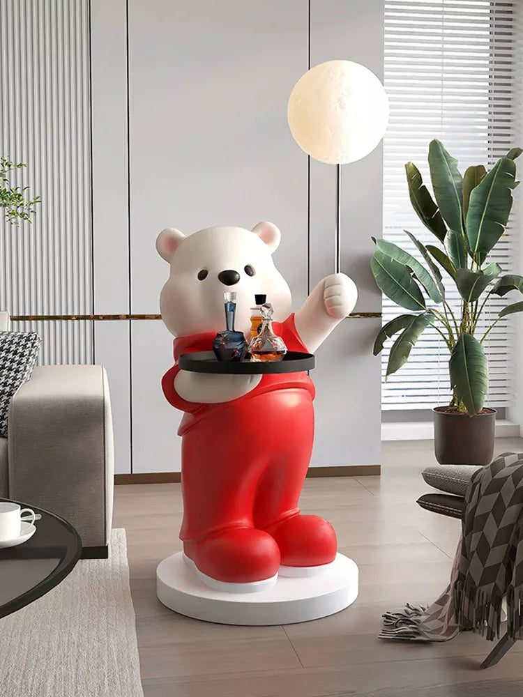 Luminous Bear Statue Tray Storage Rack