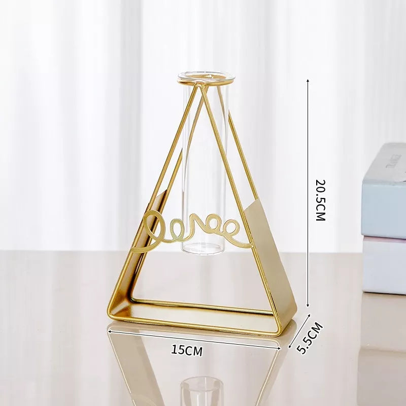 Elegant Metal Flower Vase with Silk Bouquet for Home & Wedding Decor