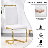 Modern 71” Dining Table Set for 8 with Marble Finish Glass Top & Gold Stainless Steel Base - DSARD