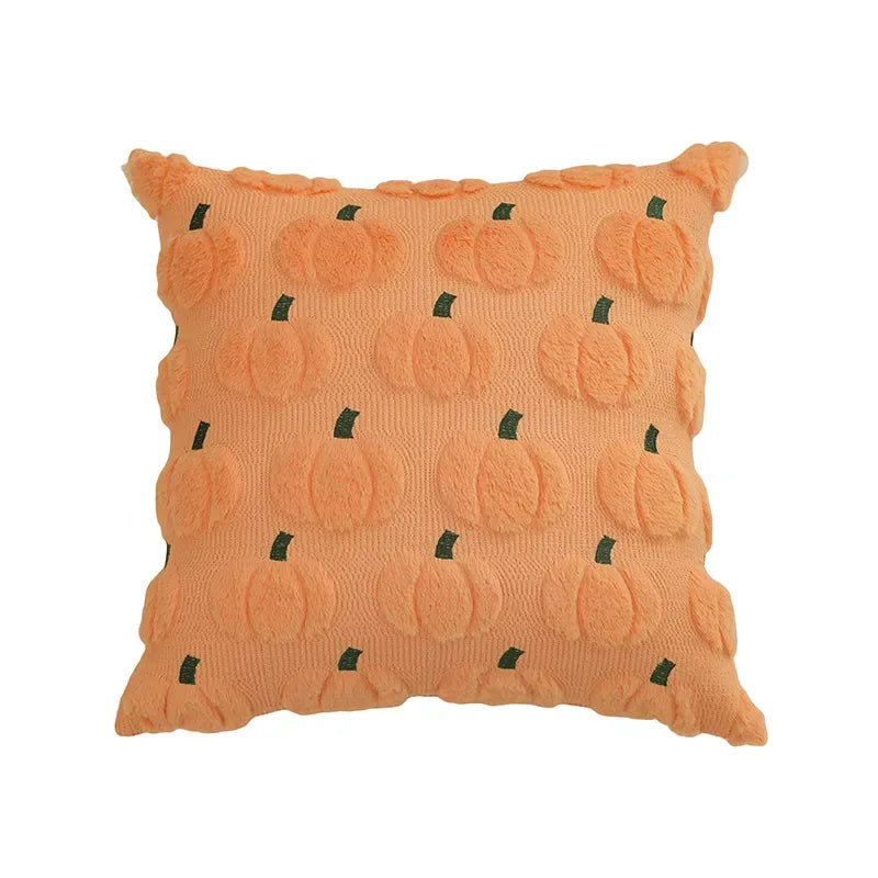 Autumn Pumpkin Orange Quilted Throw Pillow Cover 18×18 Inch – Cozy Fall Decor - DSARD