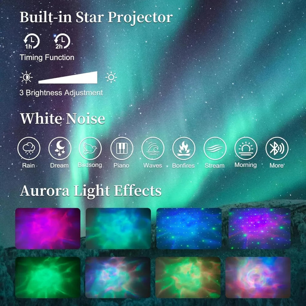 Queen LED Bed Frame with Galaxy Projector, Storage Drawers & Tall Headboard - DSARD