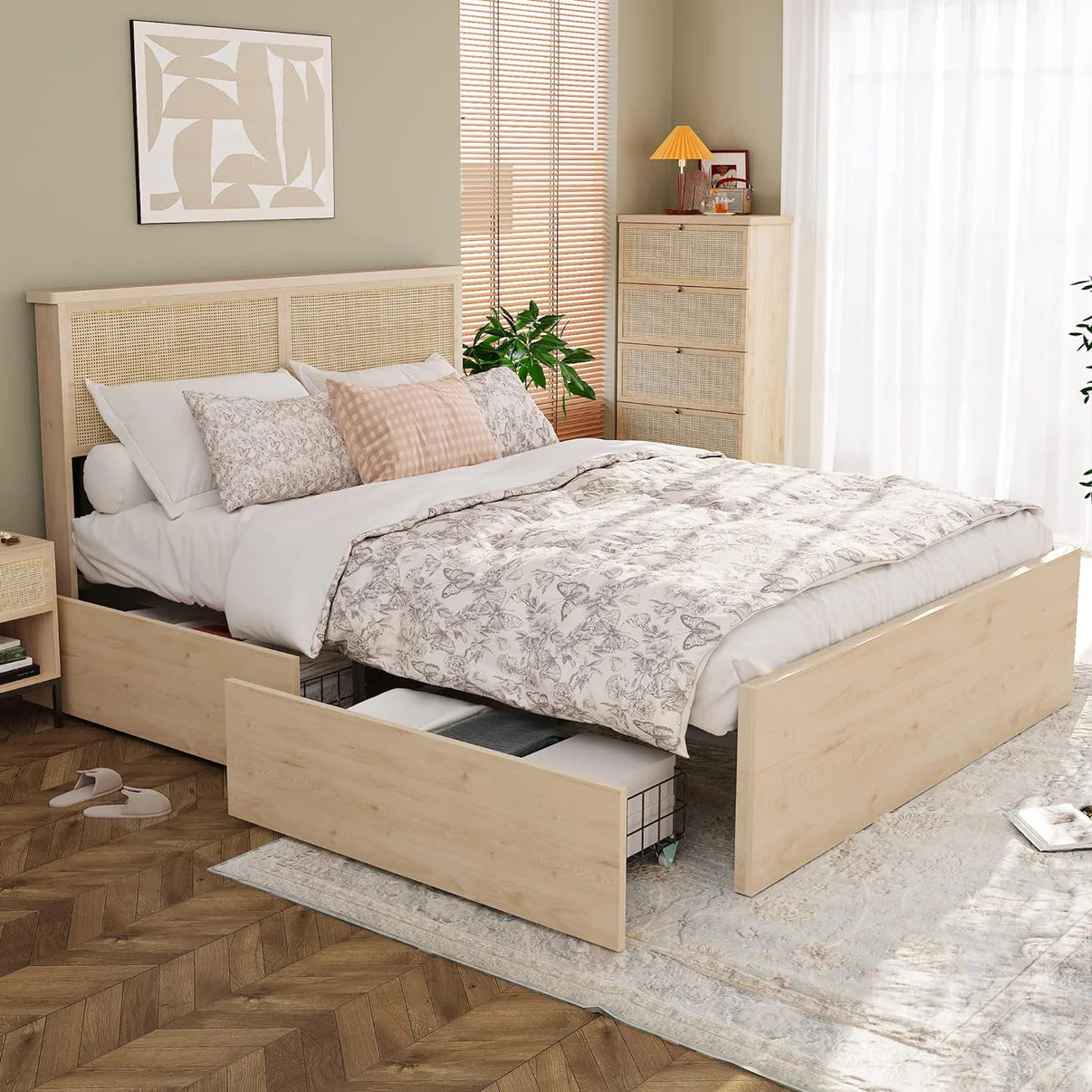 Natural Rattan Queen Bed Frame - DSARD