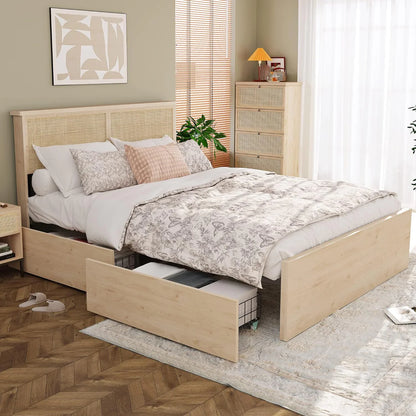 Natural Rattan Queen Bed Frame - DSARD