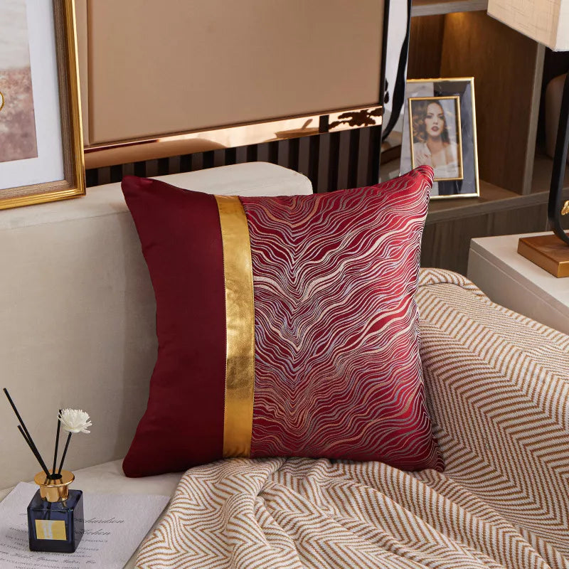 Luxury Gold Jacquard Throw Pillow Cover 18×18 – Elegant Textured Cushion Case
