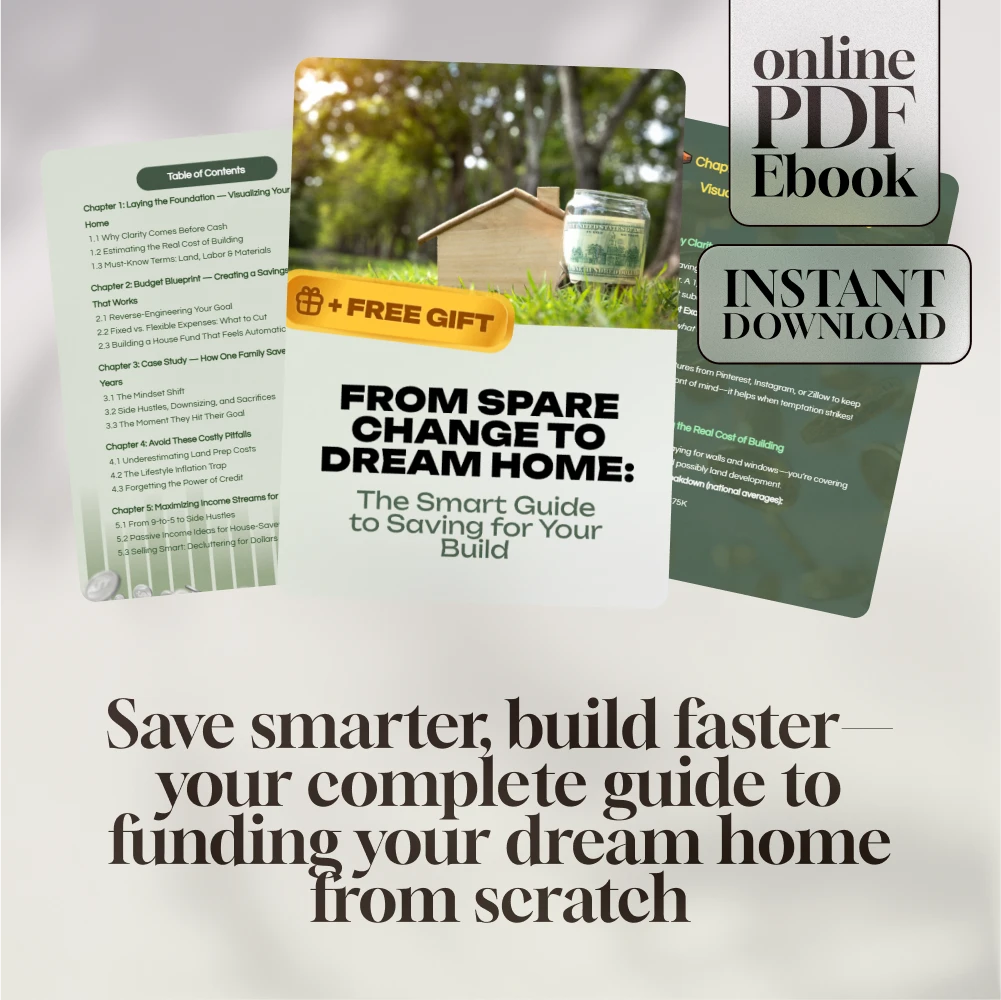 From Spare Change to Dream Home: The Smart Guide to Saving for Your Build | How to Save Money to Build a House eBook, Budget Planning Guide, Home Savings Checklist